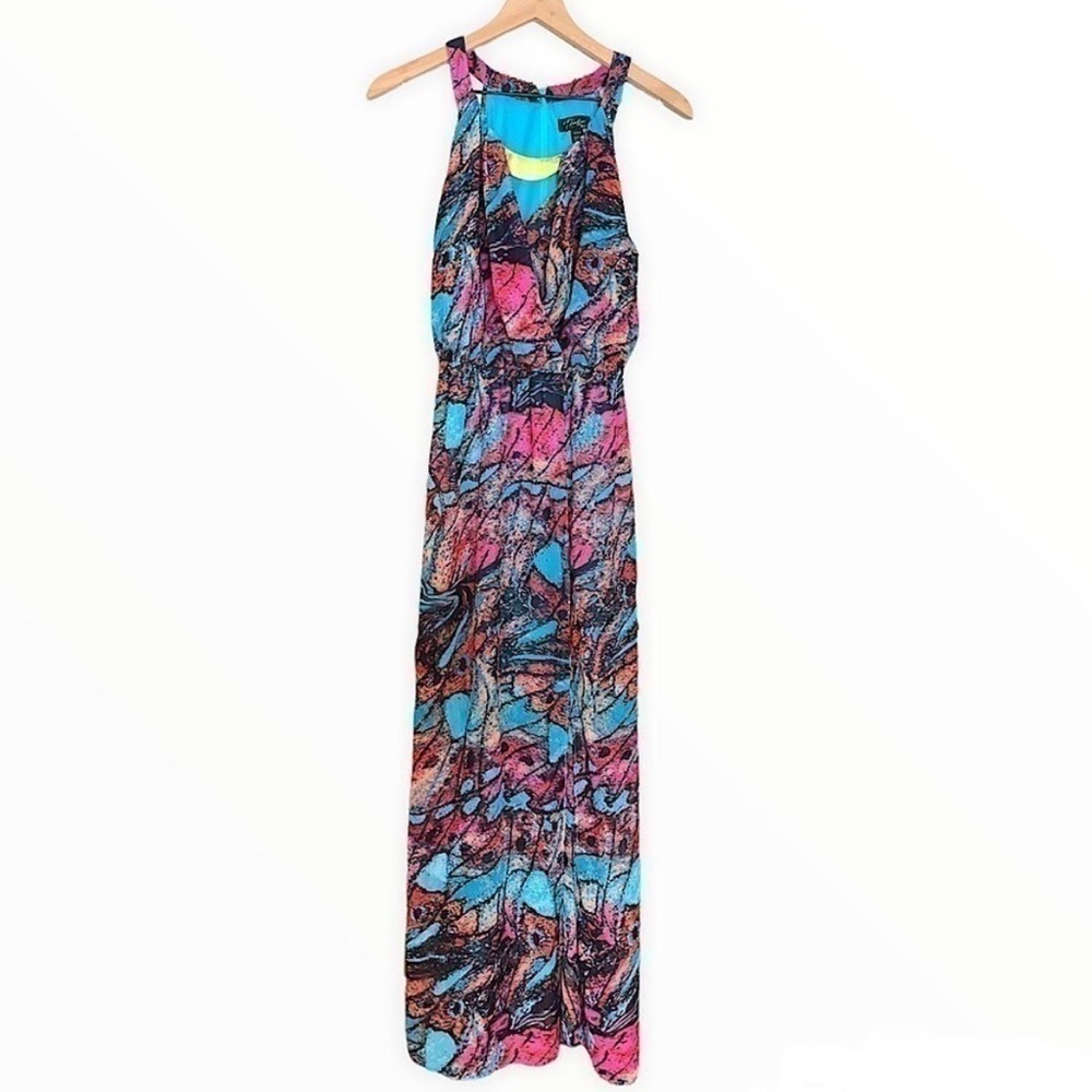 Thalia Sodi Women's Sleeveless Acapulco Maxi Dress in Pink and Blue Size Small